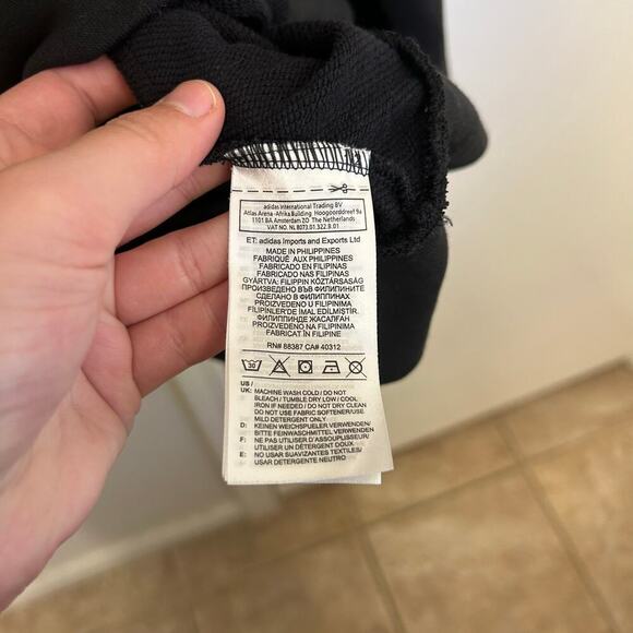 Adidas Black Pullover Sweatshirt Size Medium 3 White Stripes Long Sleeve No Zip - Picture 4 of 7